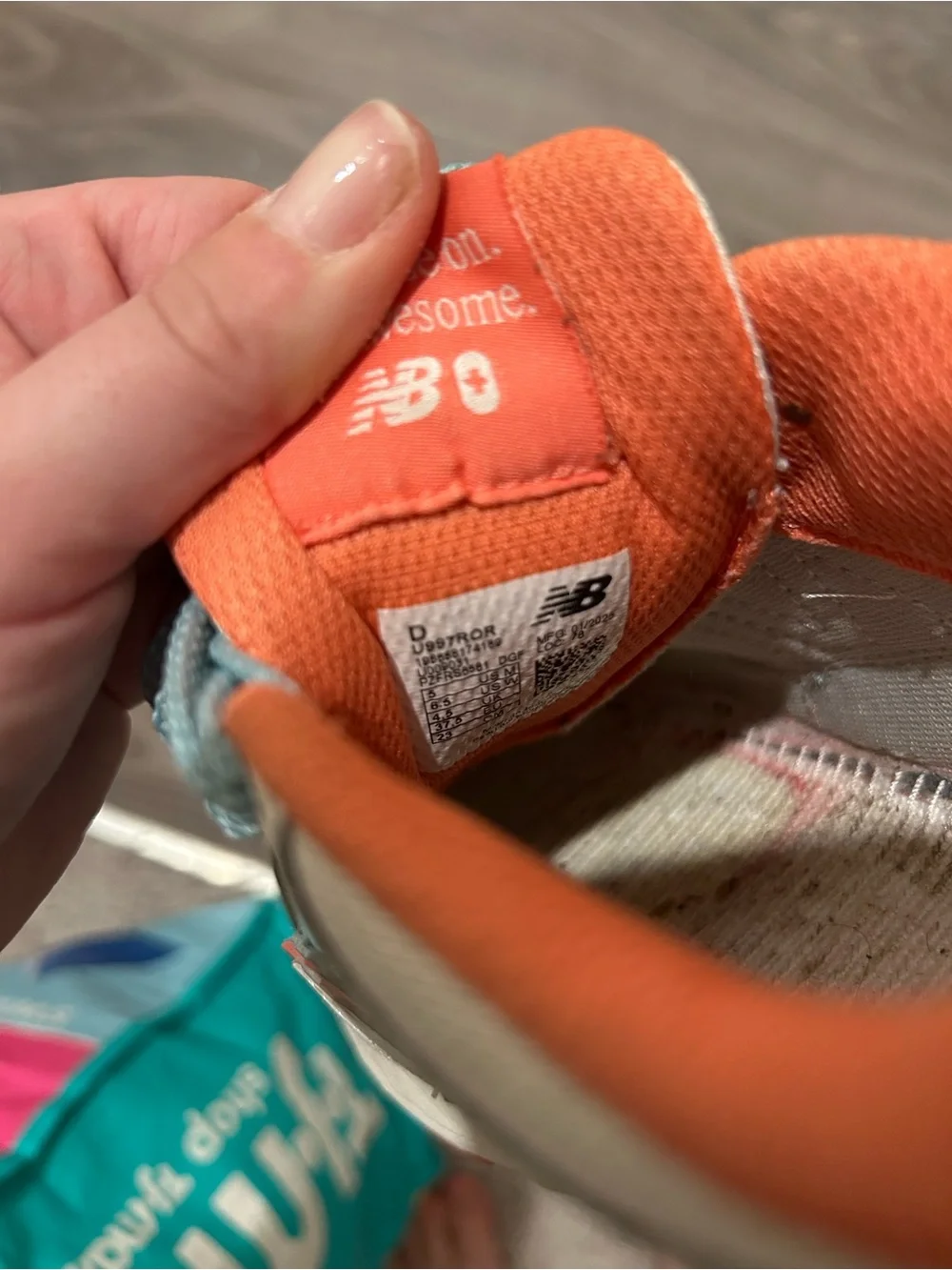New Balance Teal Aqua and Coral Women's Sneakers - Picture 2 of 3